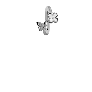 Christina Collect white enameled four-leaf clover silver tubes/ring 